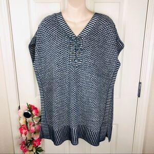 Isaac Mizrahi Live lace up sweater poncho large